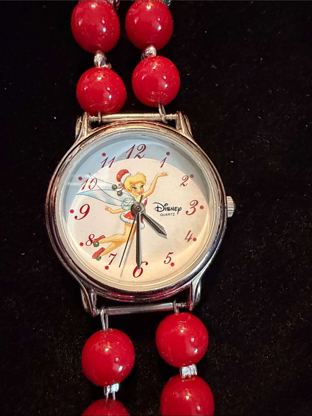 Disney Red Tinker Bell Bead Bracelet Watch New Battery